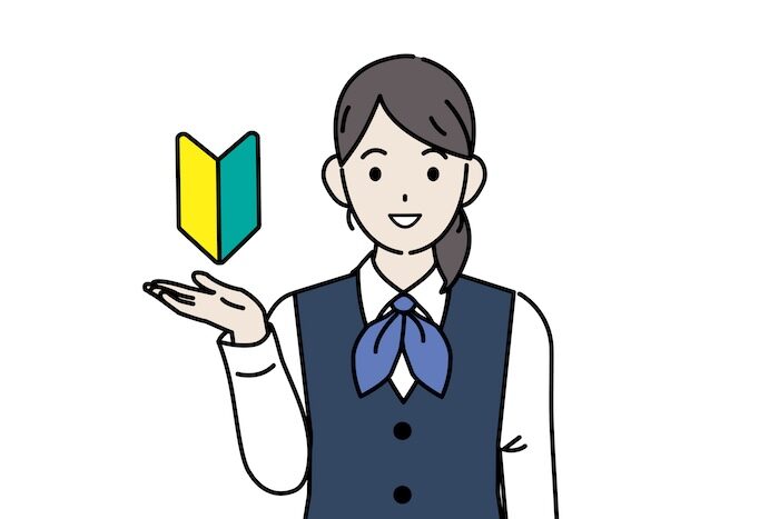 銀行員　女性店員　初心者　案内　イラスト素材